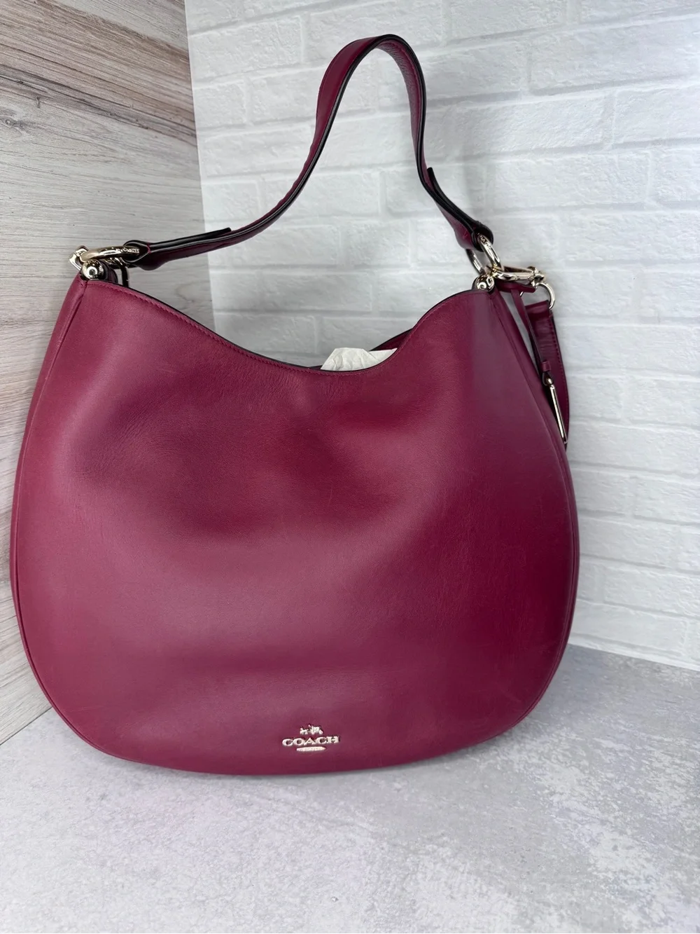 Coach Leather Hobo in Red